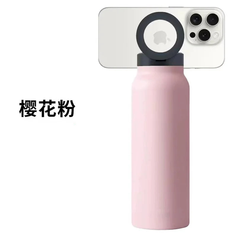 24oz Water bottle With Free Magnetic Booster Ring Magnetic lid Water Bottle Phone Holder Adjustable Ringolike Water Bottle