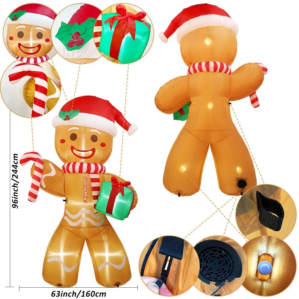 Inflatable Ginger Cake Crutch Doll Inflatable Model Luminous Christmas Atmosphere Outdoor Courtyard