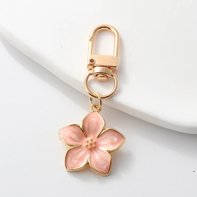 Lovely Enamel Keychains Beautiful Multiple Flowers Plants Key Rings For Women Girls Friendship Gift Handbag Decoration Jewelry