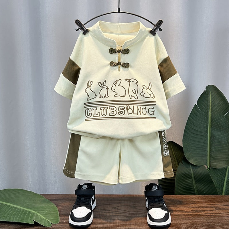 Children's Clothing Short Sleeve Suit Boys' Sports Two-piece Set