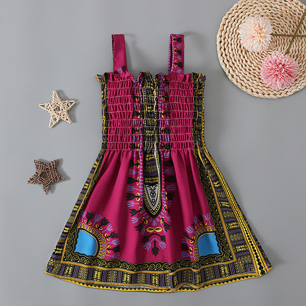 Girls' Bohemian Suspender Dress Children's Clothing