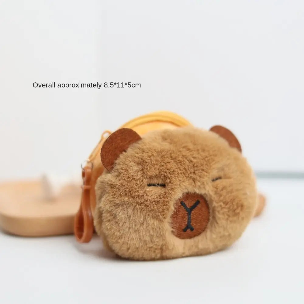 Funny Portable Capybara Plush Coin Purse Cartoon Animal Zipper Capybara Purse Bag Kawaii Mini Capybara Earphone Bag Bag Pendant