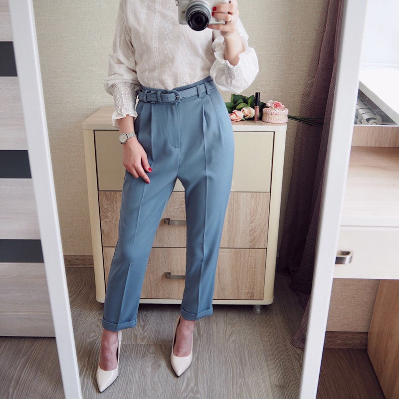 Lightly Cooked High-waist Work Straight-leg Pants