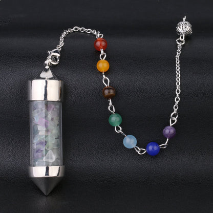 Seven chakra gravel cone shaped pendants