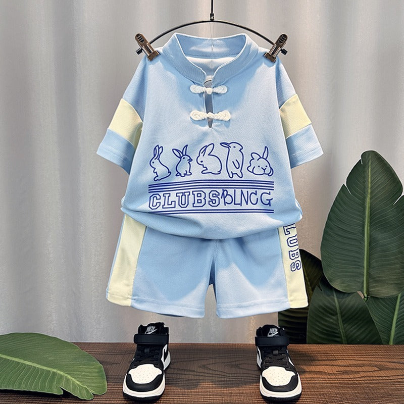 Children's Clothing Short Sleeve Suit Boys' Sports Two-piece Set