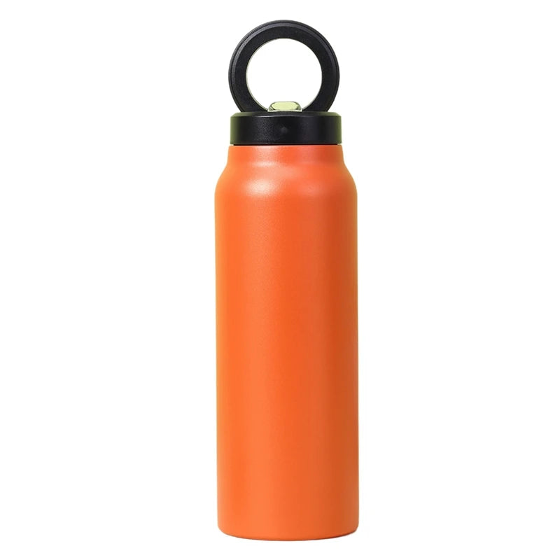 Insulated Water Bottle With Magnetic Phone Holder, Made Of Stainless Steel