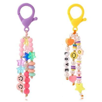 Cute Keychain Fashion Beaded Letter Keyring Colorful Cute Student School Bag Pendant Letter Keyring Pendant Back To School Gifts