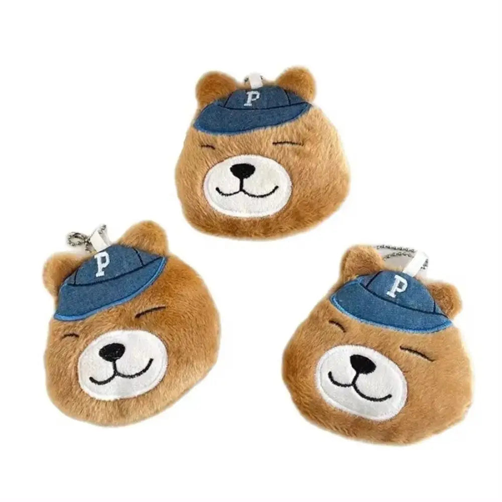 Storage Brown Bear Plush Wallet Headphone Bag Zipper Bear Plush Coin Purse Bag Pendant Portable Cartoon Animal Purse