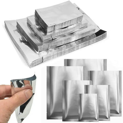 Silver Pure Aluminum Foil Package Bag Coffee Sugar Pouches Open Tops Heat Seal Vacuum Mylar Foil Bags for Spice Powder Storage