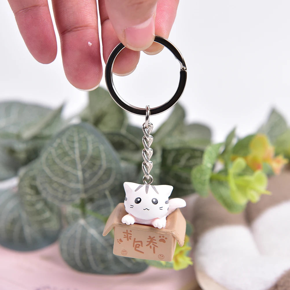 1 Pcs Lovely Cartoon Cat Key Rings Chains Pendant Ornament For Bag Car Keychain Parts