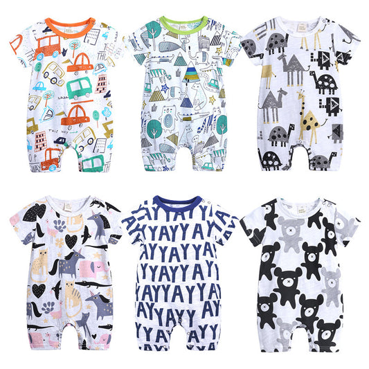 Cartoon doodle baby romper short sleeve baby jumpsuit