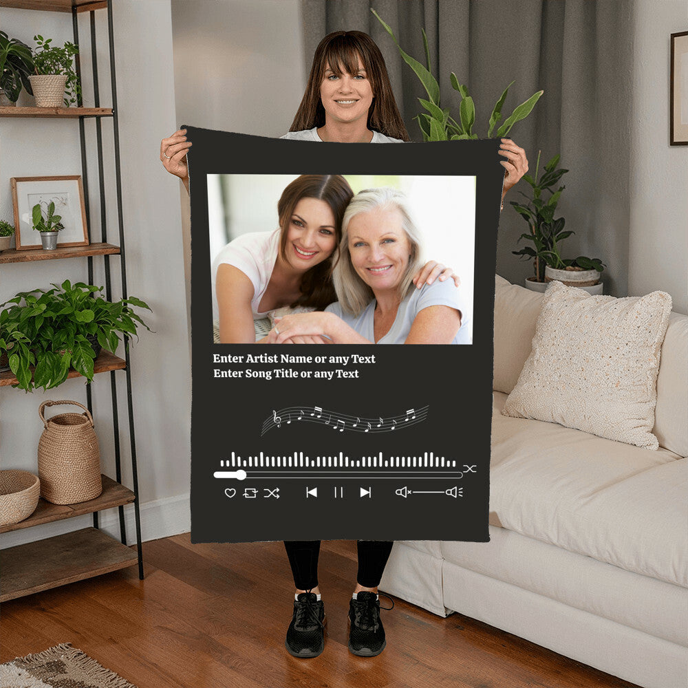 Personalized Song Blanket with Photo Upload & Song Text Choice
