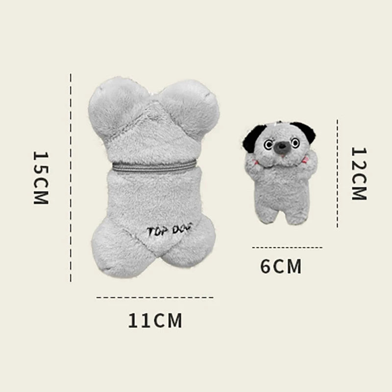 Cartoon Puppy Bone Coin Purse + Puppy Pendant 2 Pcs Set Functional Keychain Fun Kids Backpack Decoration Pendant Birthday Gift