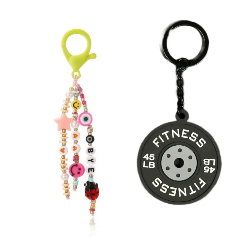 Cute Keychain Fashion Beaded Letter Keyring Colorful Cute Student School Bag Pendant Letter Keyring Pendant Back To School Gifts