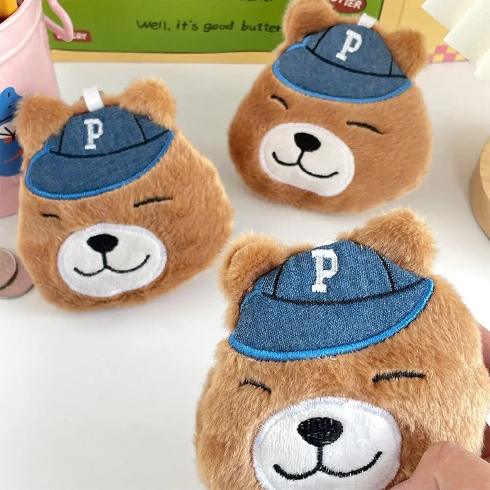 Storage Brown Bear Plush Wallet Headphone Bag Zipper Bear Plush Coin Purse Bag Pendant Portable Cartoon Animal Purse