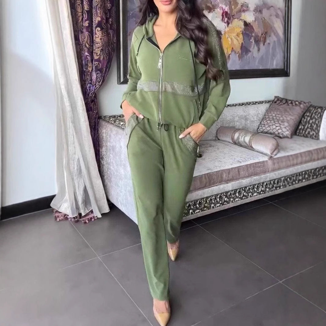 Women's Long-sleeved Trousers Sweater 2-piece Set