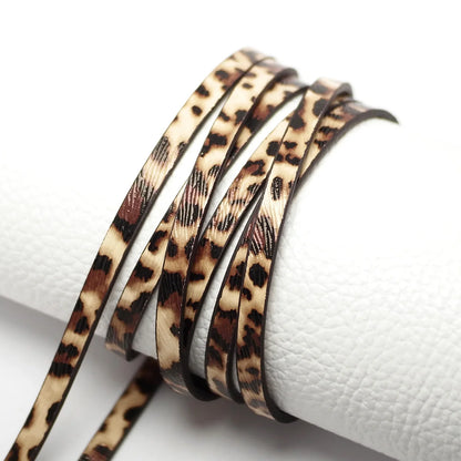 1.15meter Soft Leather Cord,5mm Leopard Print Texture Leather Strips,Synthetic Leather Cord,Waist Chain Bracelet Making