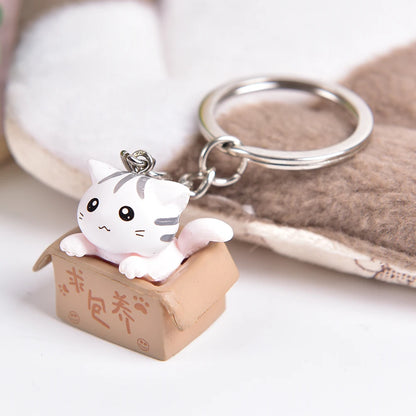 1 Pcs Lovely Cartoon Cat Key Rings Chains Pendant Ornament For Bag Car Keychain Parts