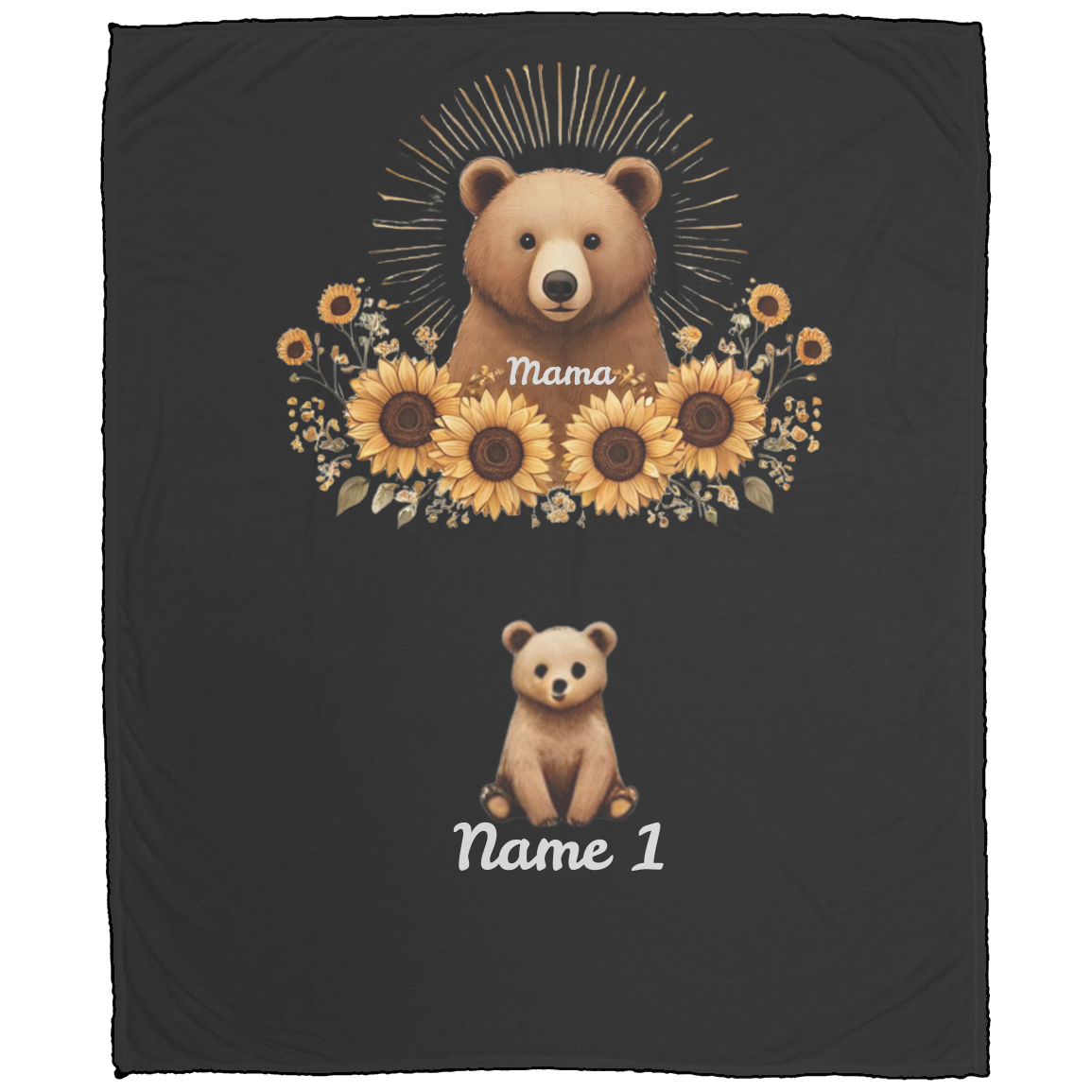 Personalized Mama Bear Sunflower Blanket  - Ideal For Mother's Day, Birthday, Anniversary