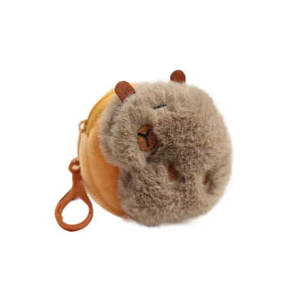 Funny Portable Capybara Plush Coin Purse Cartoon Animal Zipper Capybara Purse Bag Kawaii Mini Capybara Earphone Bag Bag Pendant