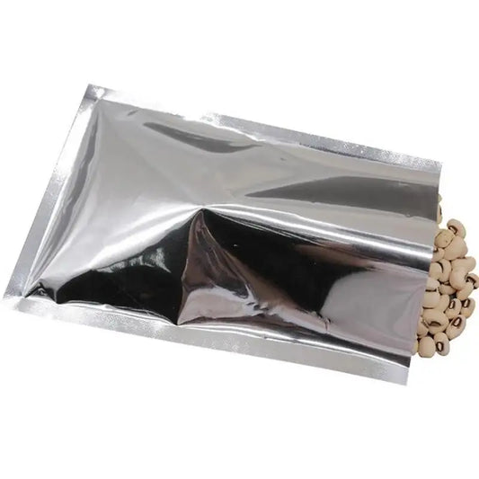 Silver Pure Aluminum Foil Package Bag Coffee Sugar Pouches Open Tops Heat Seal Vacuum Mylar Foil Bags for Spice Powder Storage
