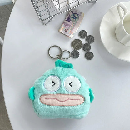 Kawaii Sanrio Hangyodon Mini Wallet Keychain Anime Children Hangyodon Coin Purse Pendant Keyring Girls Keychians Christmas Gifts