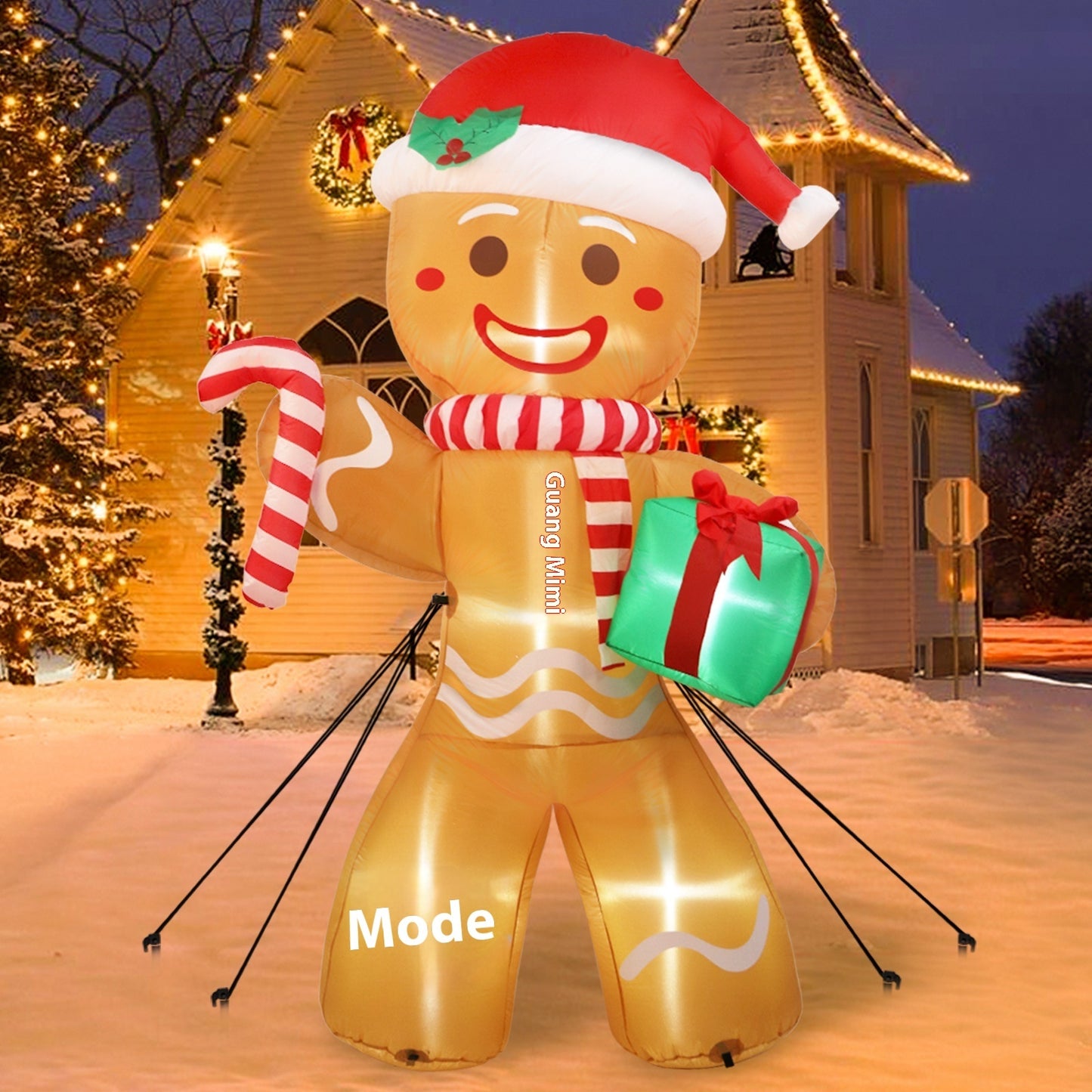 Inflatable Ginger Cake Crutch Doll Inflatable Model Luminous Christmas Atmosphere Outdoor Courtyard