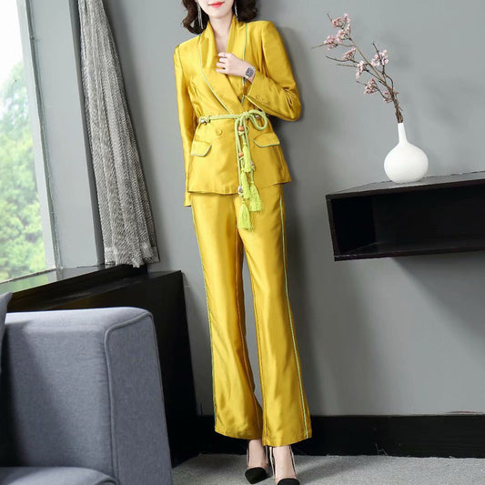 Women's Temperament Coat And Pants Two-piece Suit