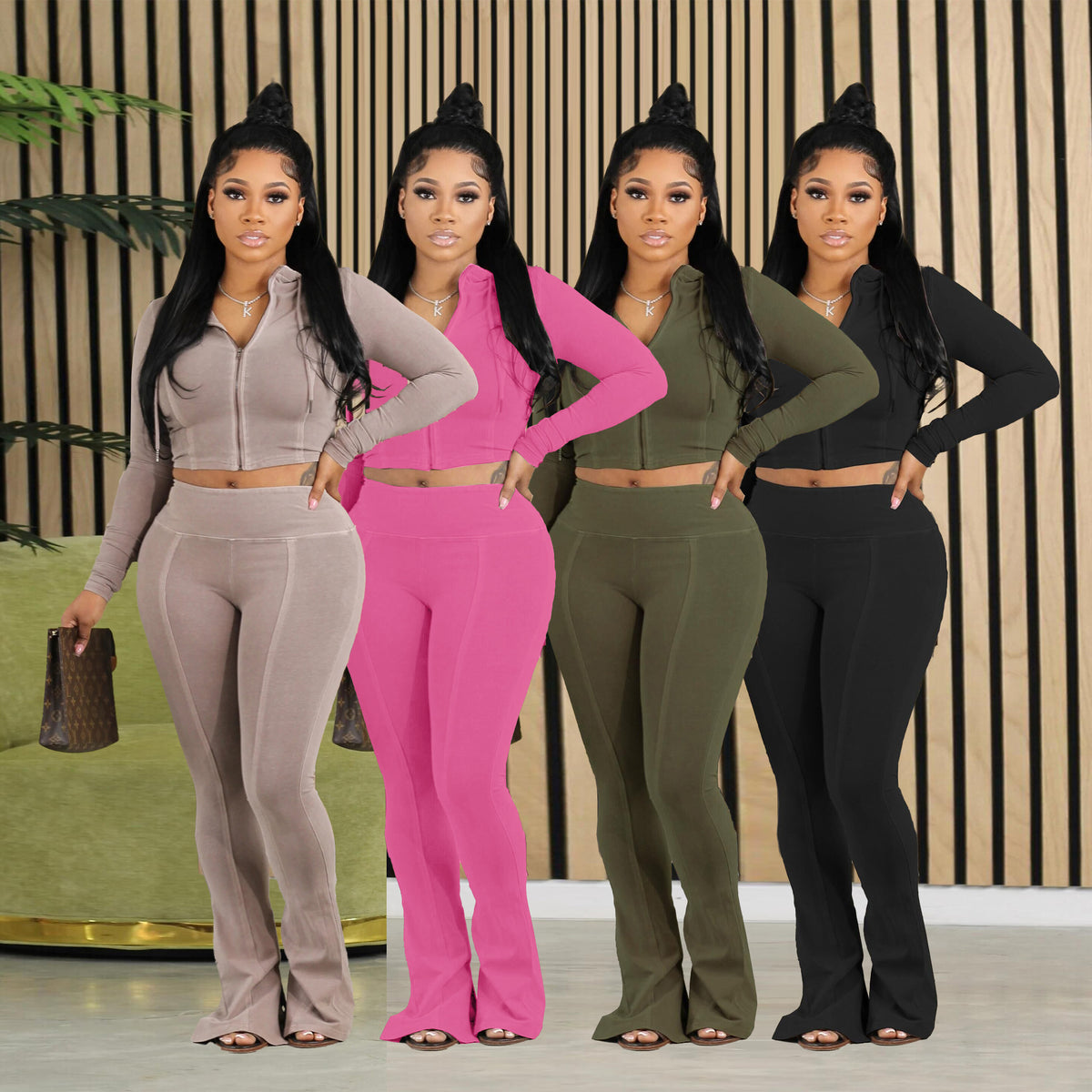 Women's Fashion Slim Pants Two-piece Set Nightclub Uniforms
