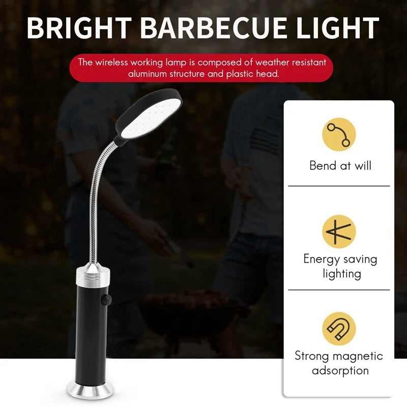 Barbecue Grill Light Magnetic Base Super-Bright Led Bbq Lights - 360 Degree Flexible Gooseneck, Weather Resistant- Pack Of 2