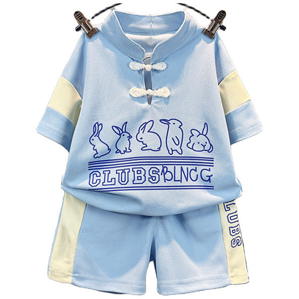 Children's Clothing Short Sleeve Suit Boys' Sports Two-piece Set