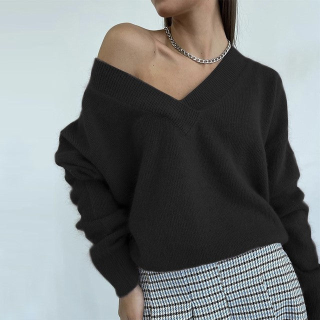 Soft Cashmere Sweater Women Casual LoosePullovers Tops