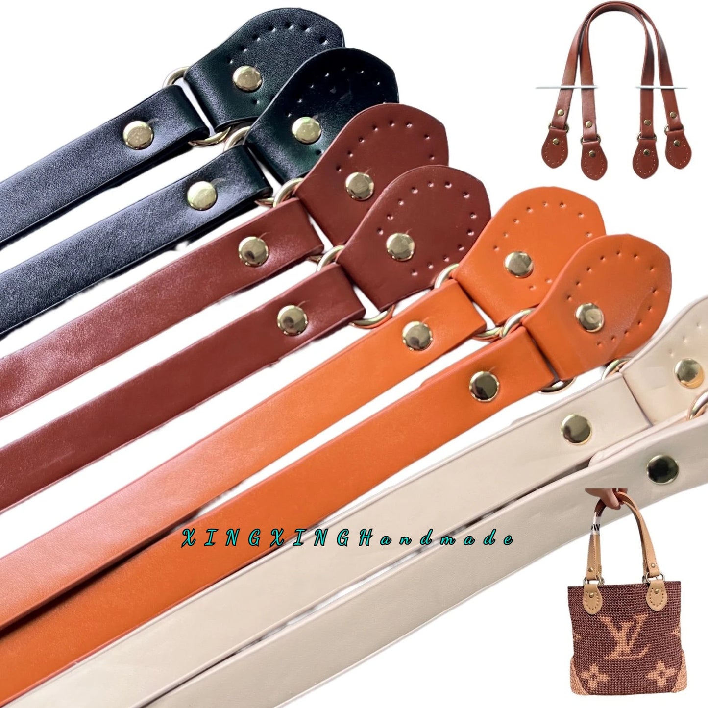 1Pcs PU Leather Handbag Handle Strap Detachable Shoulder Bag Belt Brown Black DIY Replacement Strap for Bags Accessories 52cm