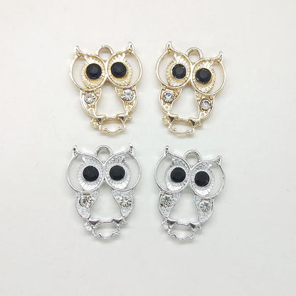 New 21*16mm 10pieces/bag Zinc Alloy Owl Inlay Crystal Glass Beads Charms Pendant for Earring Necklace Jewelry Accessories