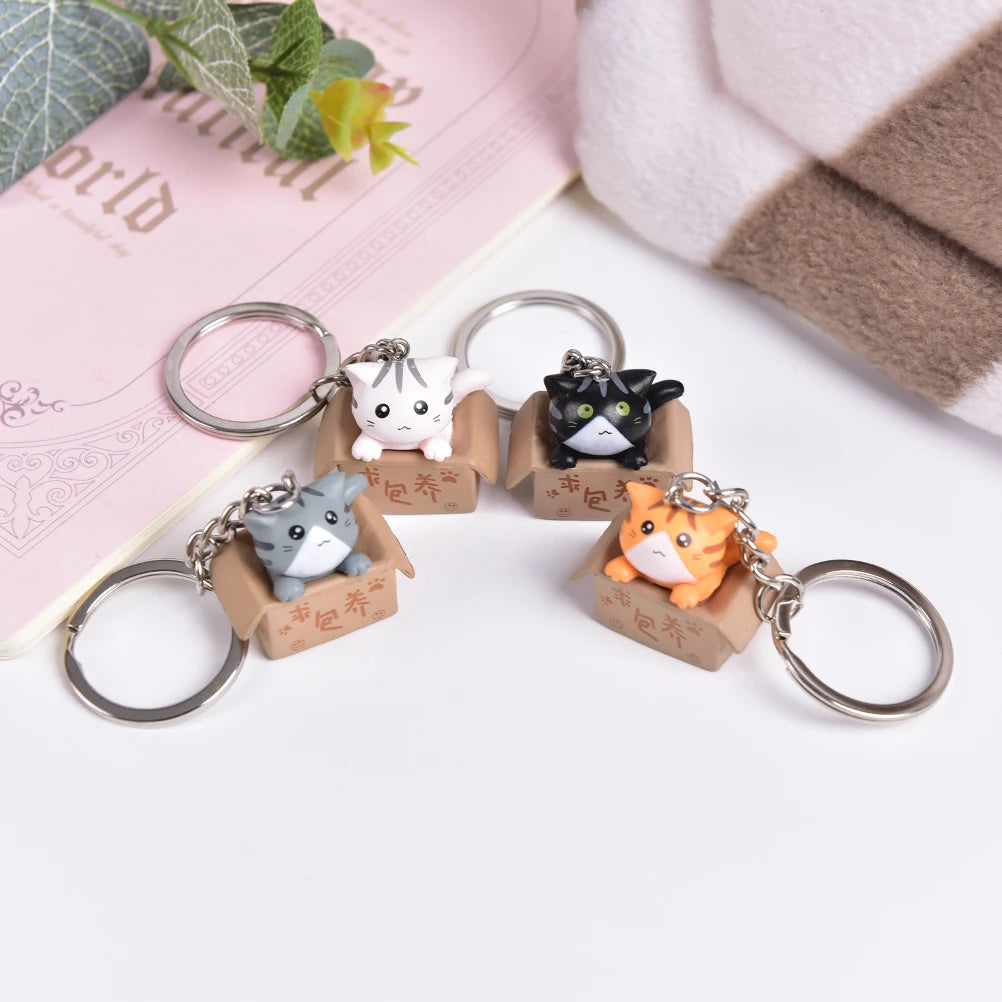 1 Pcs Lovely Cartoon Cat Key Rings Chains Pendant Ornament For Bag Car Keychain Parts