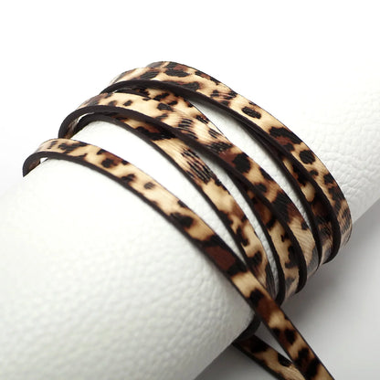 1.15meter Soft Leather Cord,5mm Leopard Print Texture Leather Strips,Synthetic Leather Cord,Waist Chain Bracelet Making