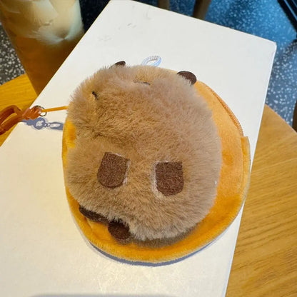 Funny Portable Capybara Plush Coin Purse Cartoon Animal Zipper Capybara Purse Bag Kawaii Mini Capybara Earphone Bag Bag Pendant