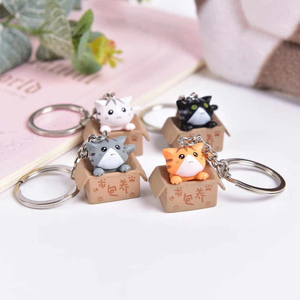 1 Pcs Lovely Cartoon Cat Key Rings Chains Pendant Ornament For Bag Car Keychain Parts