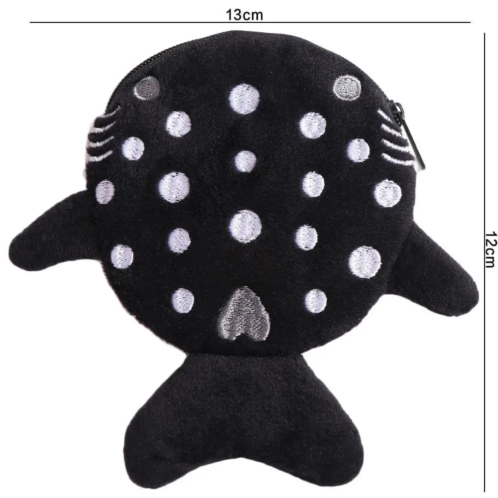 Cartoon Shark Whale Shark Coin Purse Bag Pendant Zipper Shark Plush Wallet Creative Fashion Plush Coin Bag Earphone