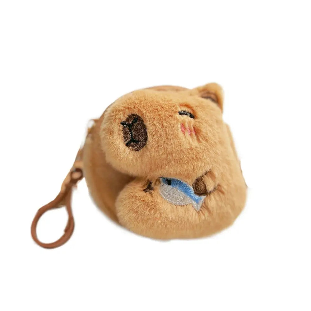 Funny Portable Capybara Plush Coin Purse Cartoon Animal Zipper Capybara Purse Bag Kawaii Mini Capybara Earphone Bag Bag Pendant