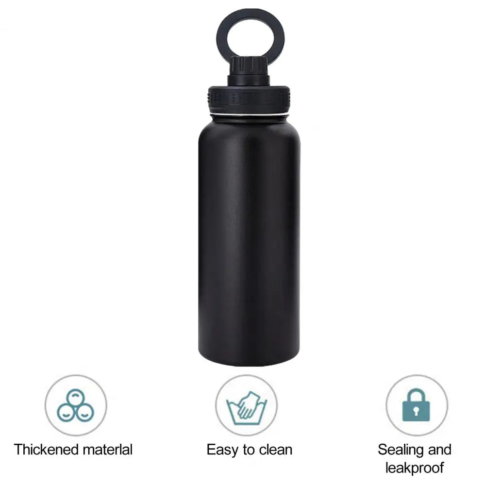 Stainless Steel Water Bottle 1000ml Insulated Stainless Steel Bottle with Magnetic Phone Holder High Temperature for 12/24