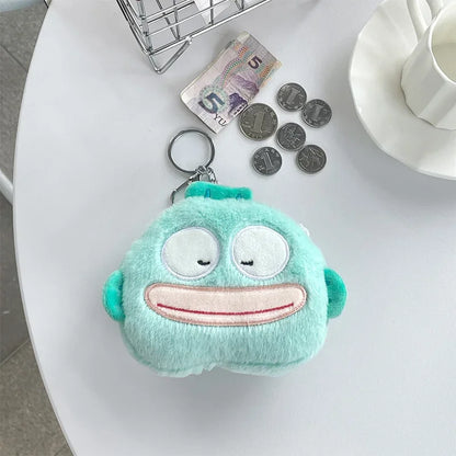 Kawaii Sanrio Hangyodon Mini Wallet Keychain Anime Children Hangyodon Coin Purse Pendant Keyring Girls Keychians Christmas Gifts