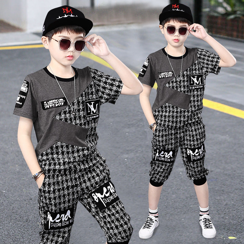 Short Sleeve Sports Summer Handsome Korean Style Boys Trendy Clothing