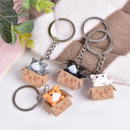 1 Pcs Lovely Cartoon Cat Key Rings Chains Pendant Ornament For Bag Car Keychain Parts