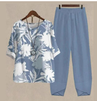 Women's Printed Top And Pants Two-piece Suit