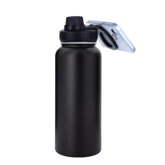 Stainless Steel Water Bottle 1000ml Insulated Stainless Steel Bottle with Magnetic Phone Holder High Temperature for 12/24