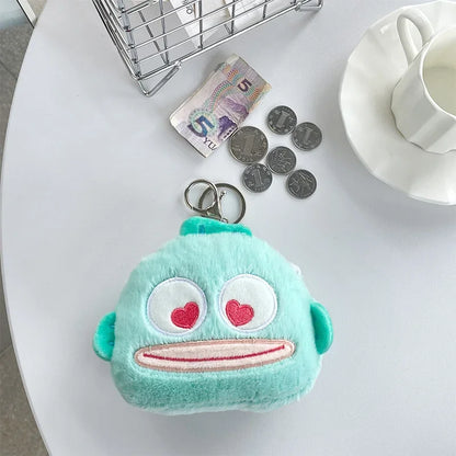 Kawaii Sanrio Hangyodon Mini Wallet Keychain Anime Children Hangyodon Coin Purse Pendant Keyring Girls Keychians Christmas Gifts