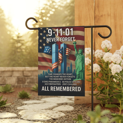 Never Forget 911 Patriotic Memorial Flag - Twin Tower Heros