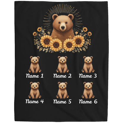 Personalized Mama Bear Sunflower Blanket  - Ideal For Mother's Day, Birthday, Anniversary