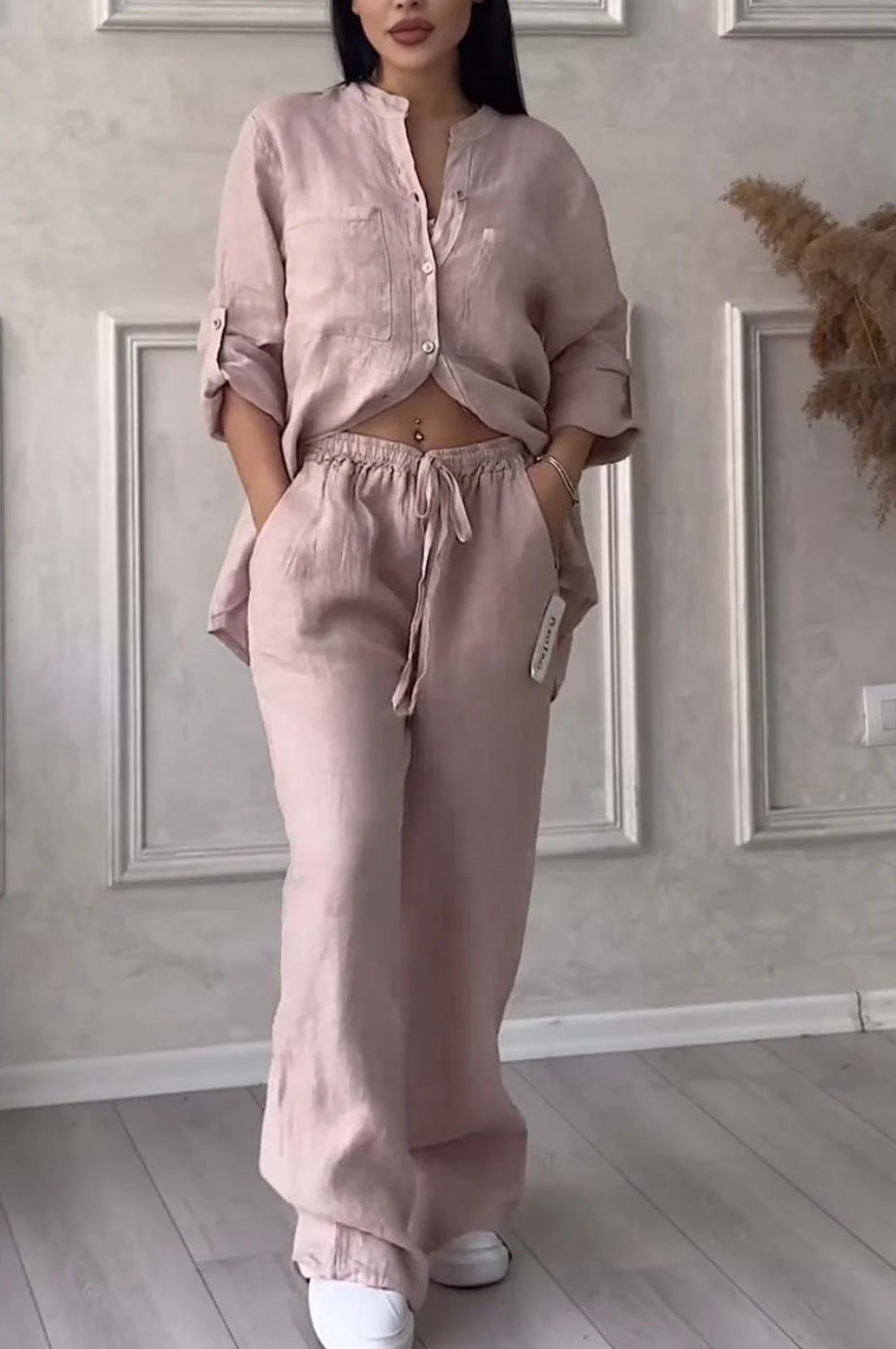 Women's Wide-leg Pants Lace-up Two-piece Suit